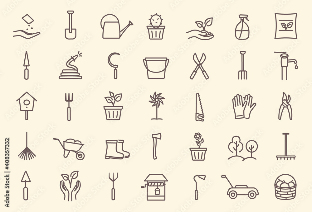 custom made wallpaper toronto digitalFlower and Gardening icons - minimal thin line web icons. Outline signs collection. Set of isolated vector illustrations