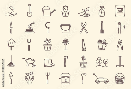 Wallpaper Mural Flower and Gardening icons - minimal thin line web icons. Outline signs collection. Set of isolated vector illustrations Torontodigital.ca