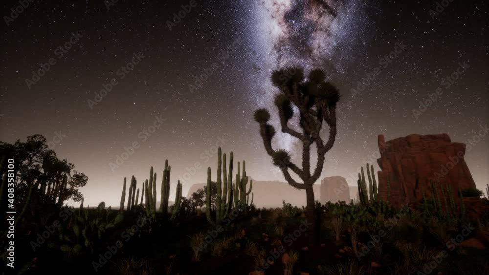 Hyperlapse in Death Valley National Park Desert Moonlit Under Galaxy Stars