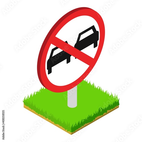 No overtaking icon. Isometric illustration of no overtaking vector icon for web
