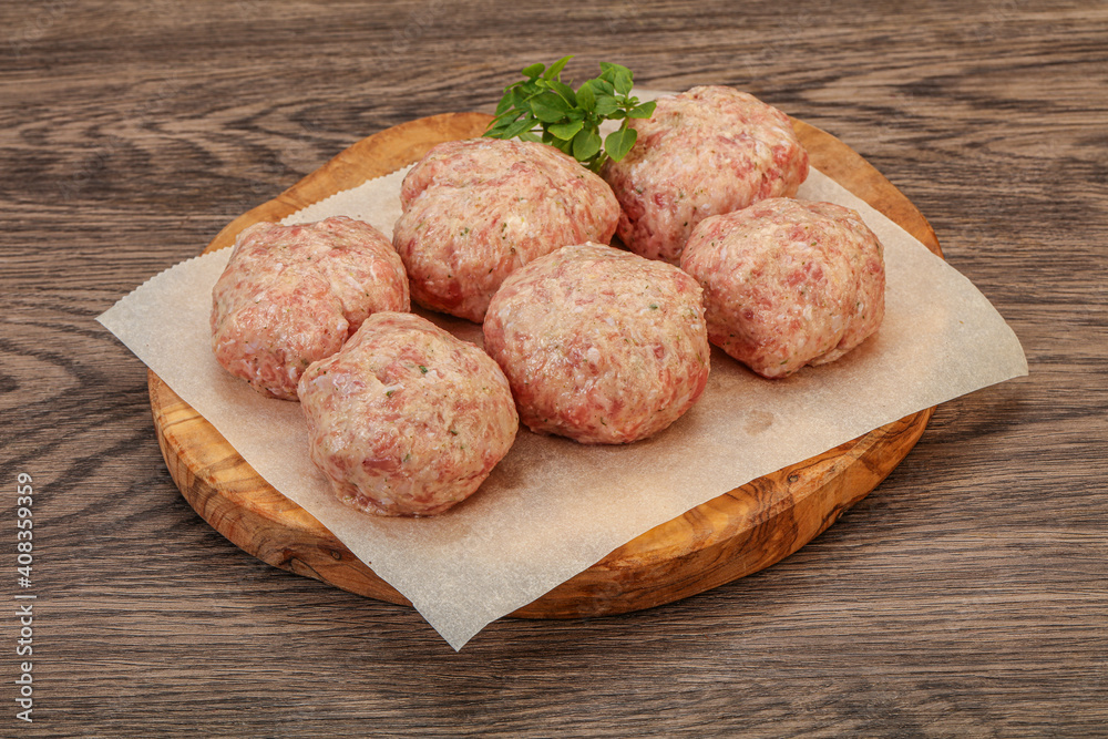 Raw turkey meatball for cooking Raw turkey meatball for cooking