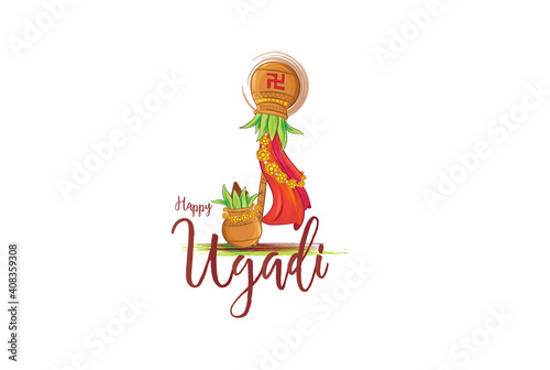 vector festive illustration. Hindu New Year celebration for Marathas and Konkani Gudi Padwa. design graphics for posters, posters, flyers, offers, booklets, cards. another name Ugadi or Yugadi