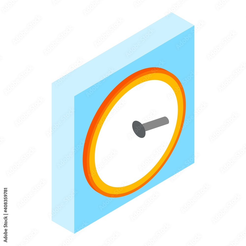 Round clock icon. Isometric illustration of round clock vector icon for web Round clock icon. Isometric illustration of round clock vector icon for web