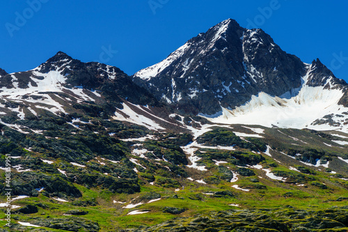 Passo Gavia  mountain pass in Lombardy  Italy  at summer