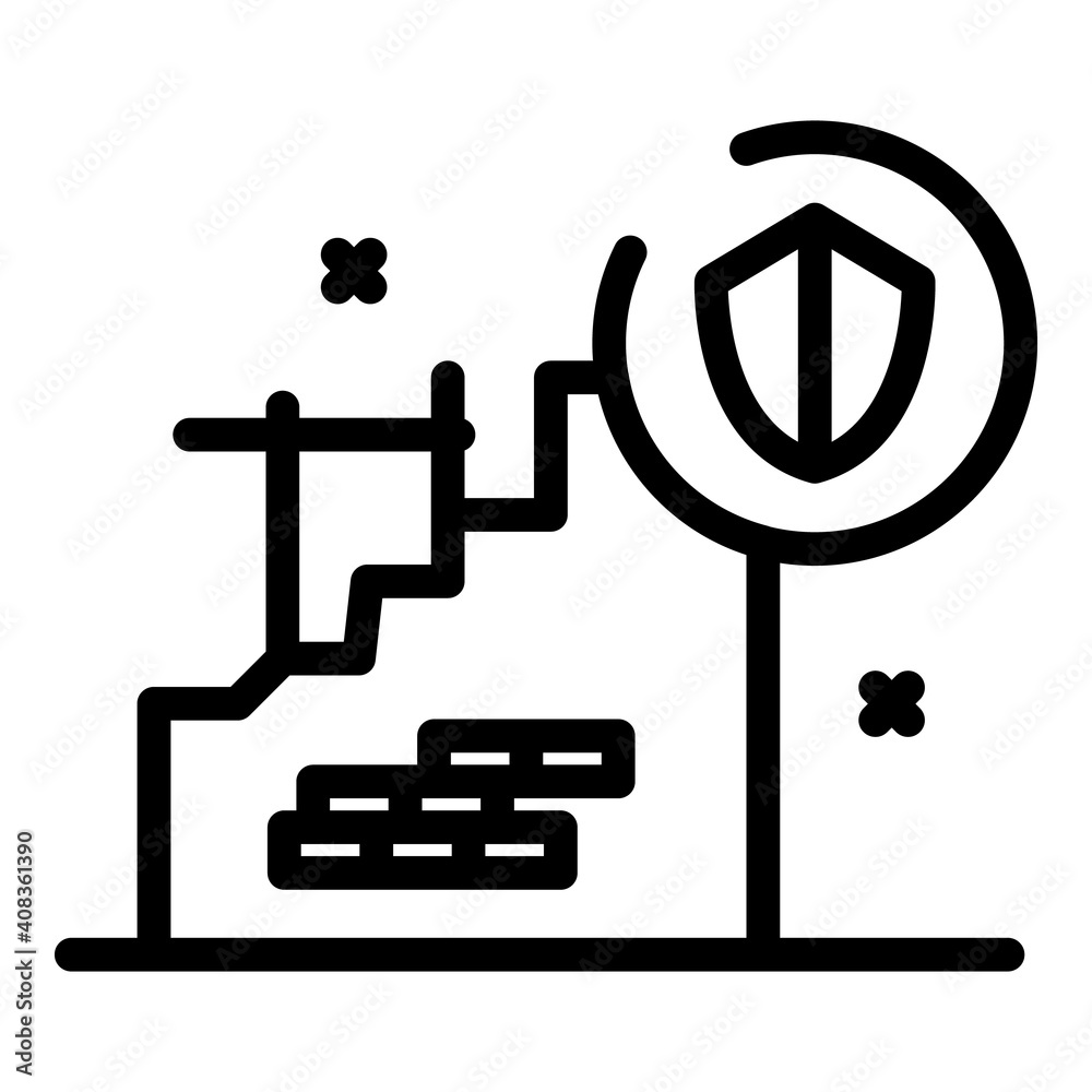 Secured construction icon. Outline secured construction vector icon for web design isolated on white background Secured construction icon. Outline secured construction vector icon for web design isolated on white background