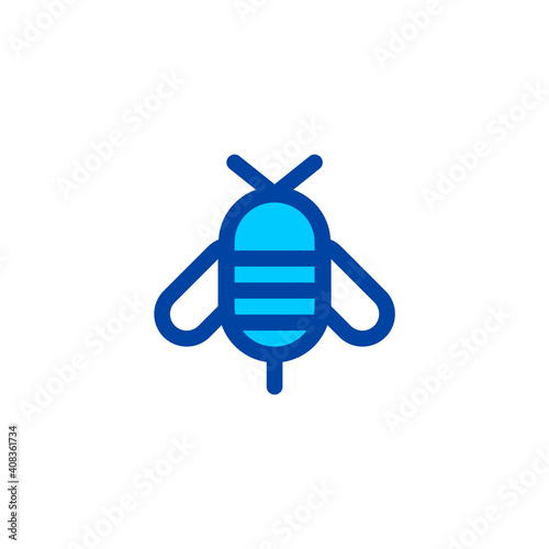 Honey bee icon in blue color style. Pixel perfect icon. Vector