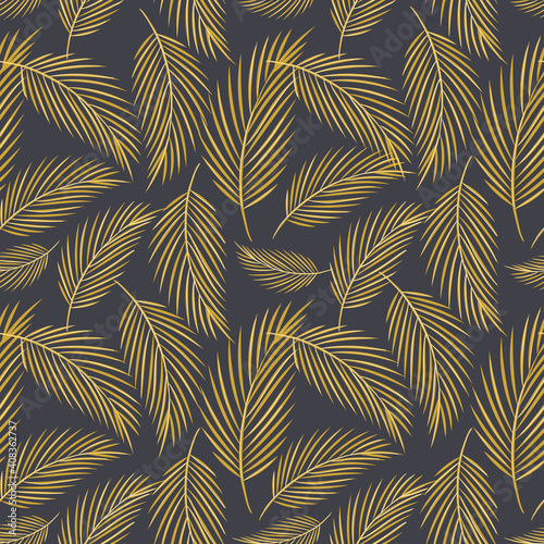 Vector modern seamless pattern. Doodle flat images of feathers different size and shape. Wrapping paper and background decoration.
