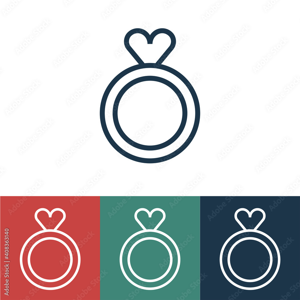 Linear vector icon with love ring Linear vector icon with love ring