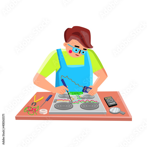 Electronic Repair Service Worker Fix Device Vector