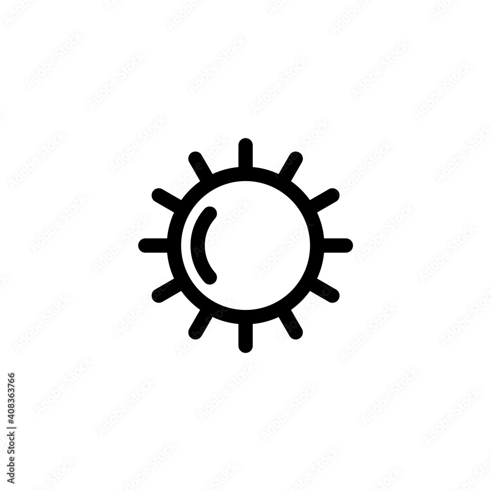 Bright sun icon with outline style. Pixel perfect icon. Vector