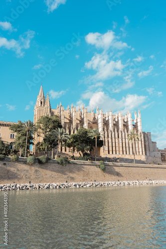 Palma cathedral with beautiful blue sky