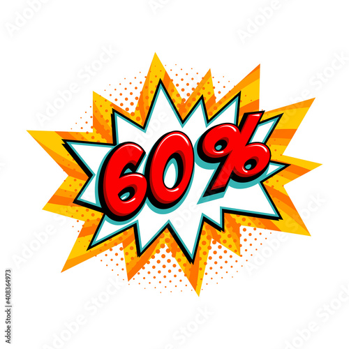 Comic yellow sale bang balloon - Pop art style discount promotion banner. Vector illustration