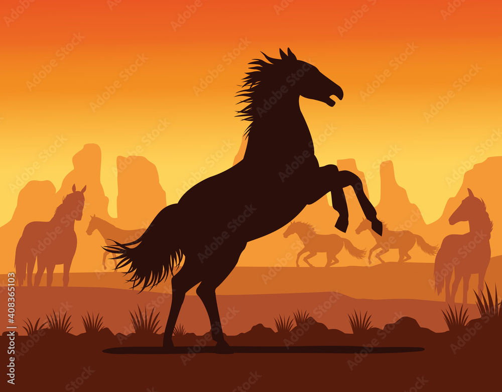 horse black animal silhouette in desert landscape horse black animal silhouette in desert landscape