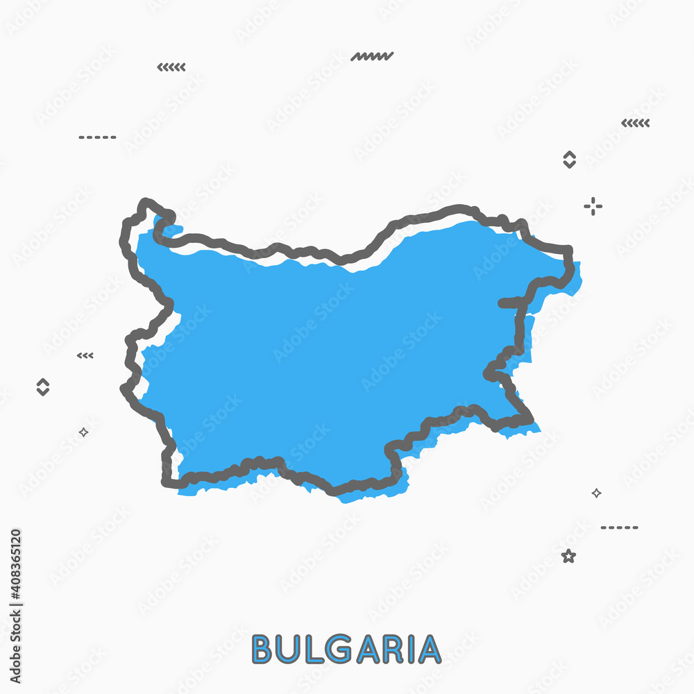 Bulgaria map in thin line style. Bulgaria infographic map icon with small thin line geometric figures. Vector illustration Bulgaria map linear modern concept