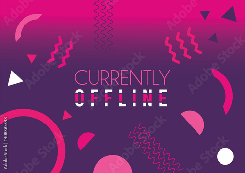 currently offline lettering memphis style in fucshia background