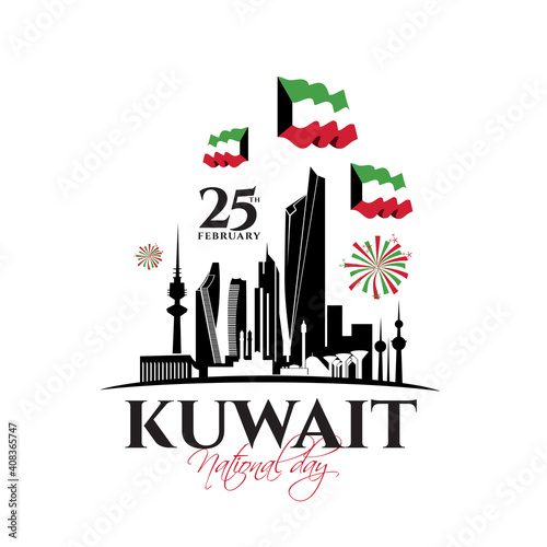 vector illustration celebration 25-26 February national day Kuwait, festive icon 