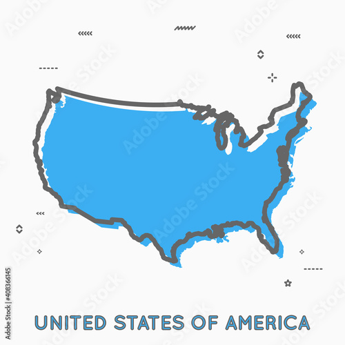 USA United States of America map in thin line style. USA infographic United States of America map icon with small thin line geometric figures. USA state. Vector illustration linear modern concept