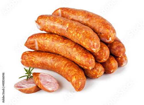 Silesian sausage isolated on white. VView from another angle in the portfolio.