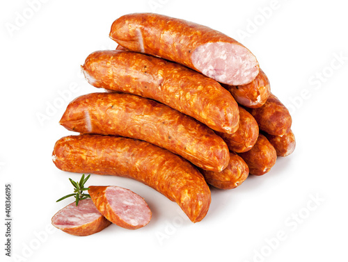 Silesian sausage isolated on white. VView from another angle in the portfolio.