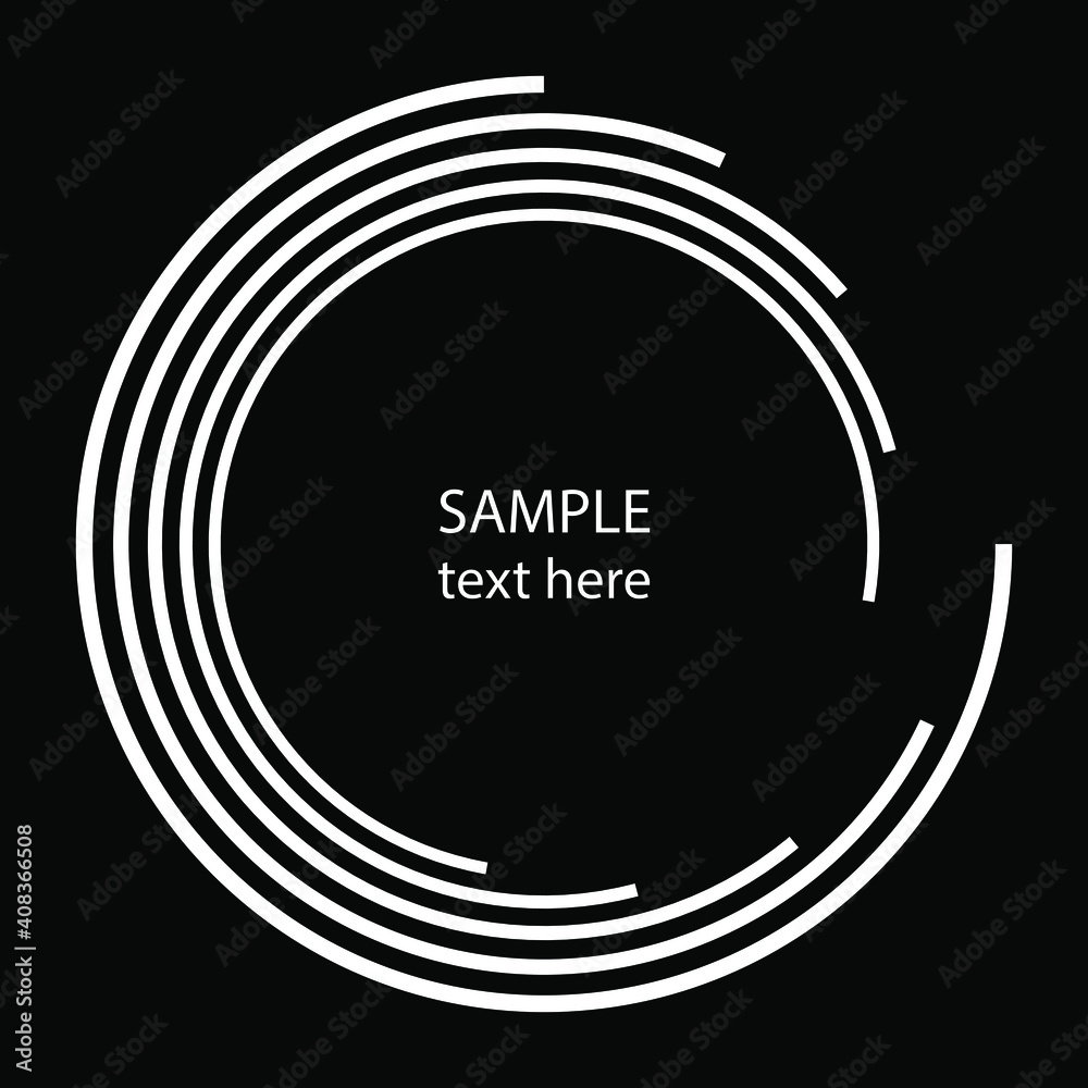 White curved stripes in ring form. Vector illustration. Design element for logo, sign, symbol, blackout tattoo, web pages, prints, posters, monochrome pattern and abstract background White curved stripes in ring form. Vector illustration. Design element for logo, sign, symbol, blackout tattoo, web pages, prints, posters, monochrome pattern and abstract background