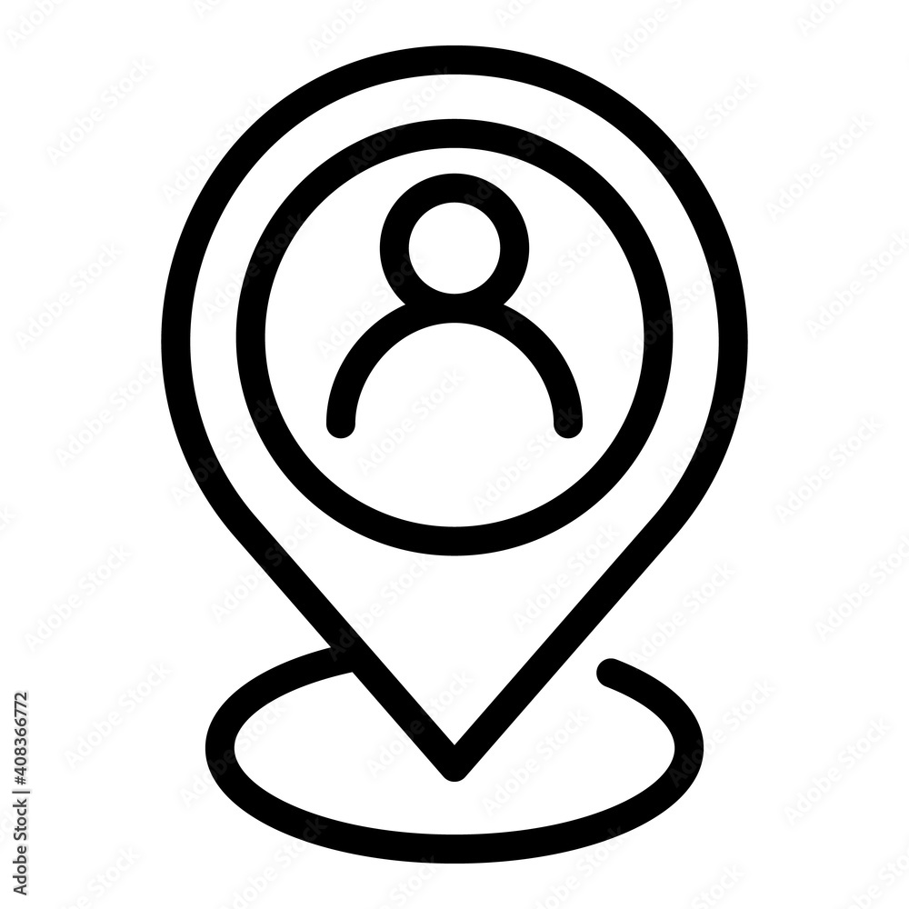 Customer pin map icon. Outline customer pin map vector icon for web design isolated on white background Customer pin map icon. Outline customer pin map vector icon for web design isolated on white background