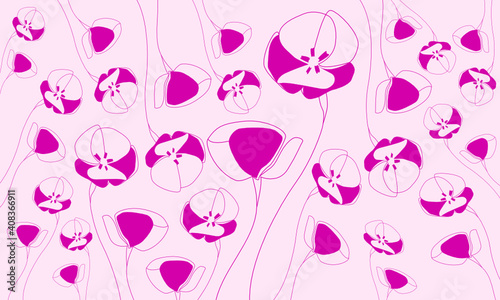 abstract poppies background in pink tones. © MirBer