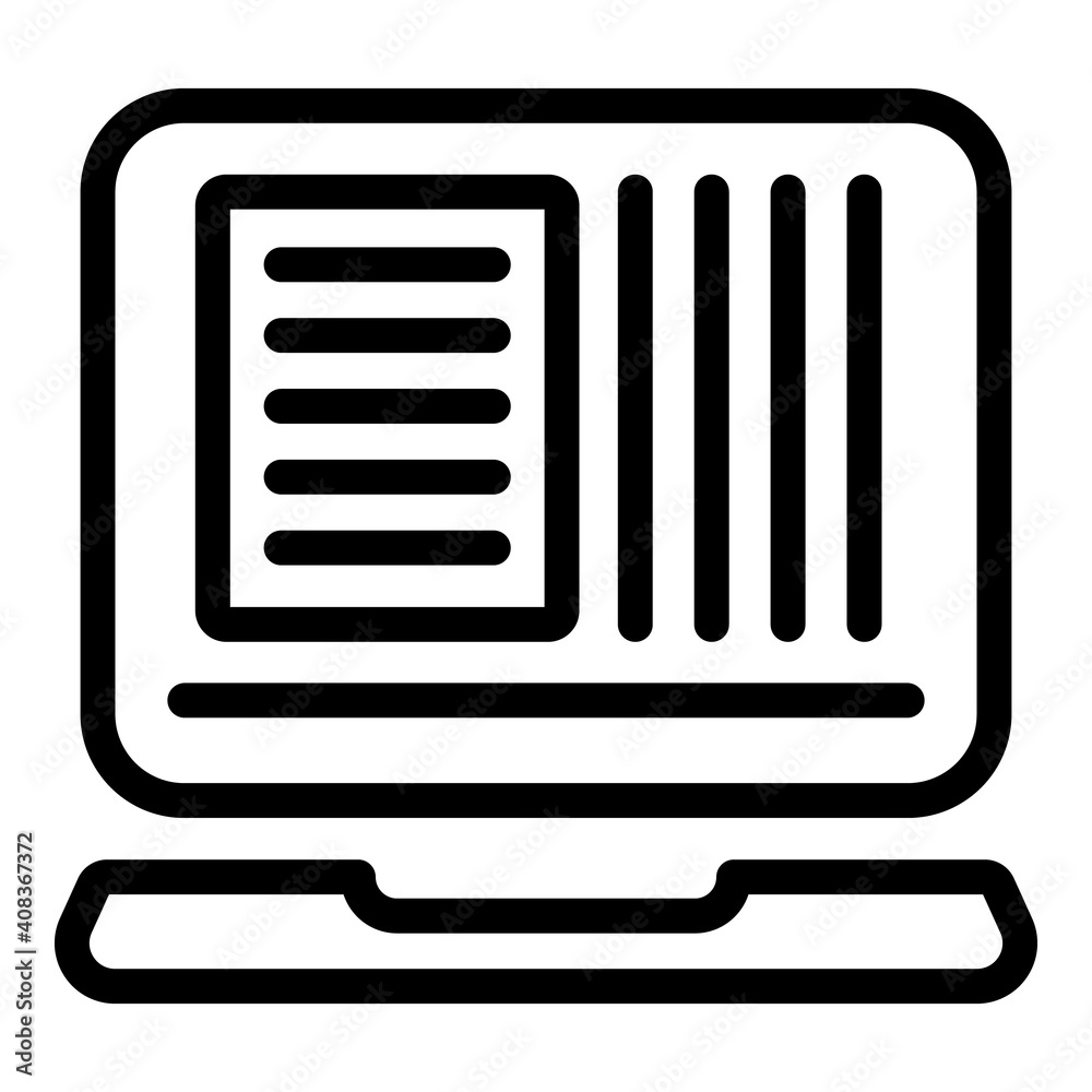 Database locked loaptop icon. Outline database locked loaptop vector icon for web design isolated on white background Database locked loaptop icon. Outline database locked loaptop vector icon for web design isolated on white background