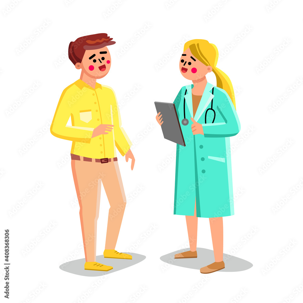 Doctor Talking With Patient In Hospital Vector Doctor Talking With Patient In Hospital Vector