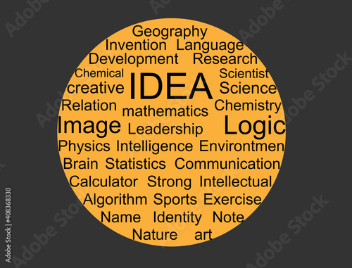 Circle background that consists of many writings related to science