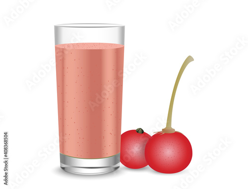 A glass of brownish white cherry juice