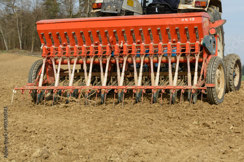 Seeders Brings Cereal Seeds Into The Soil - Closeup © Stockfotos