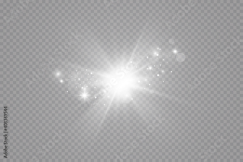 Glow light effect. Vector illustration. Christmas flash. dust.The star exploded.