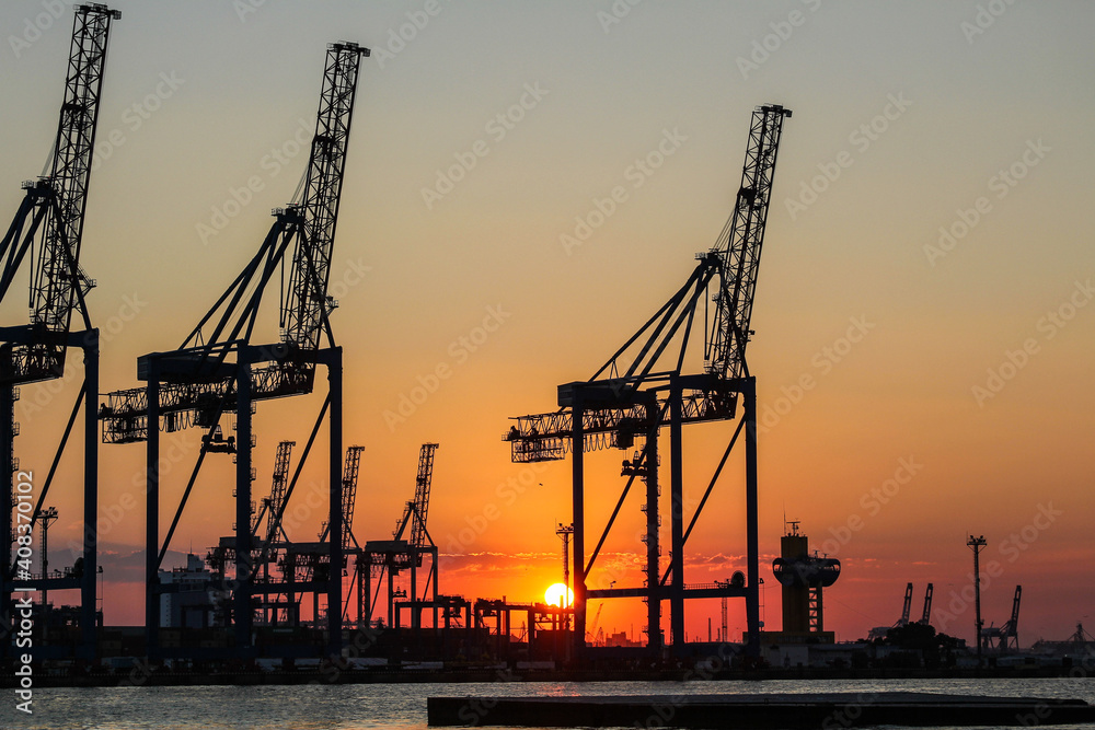 sunset port view
