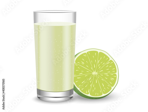 A glass of lime juice which is greenish white in color