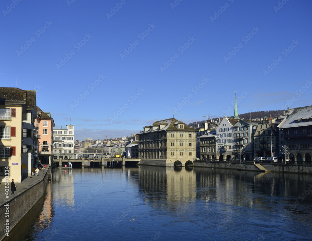 View of the Zurich city river