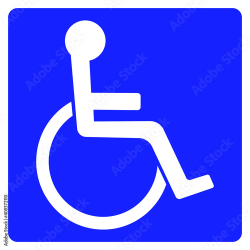 Wheelchair, handicapped or accessibility parking or access sign flat vector icon for apps and print