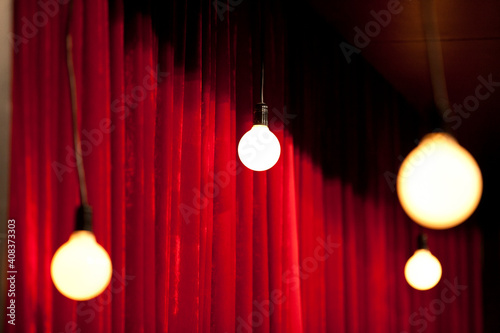 red curtain with spotlights