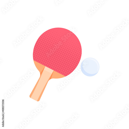 Vector illustration of table tennis with ball and racket. white background