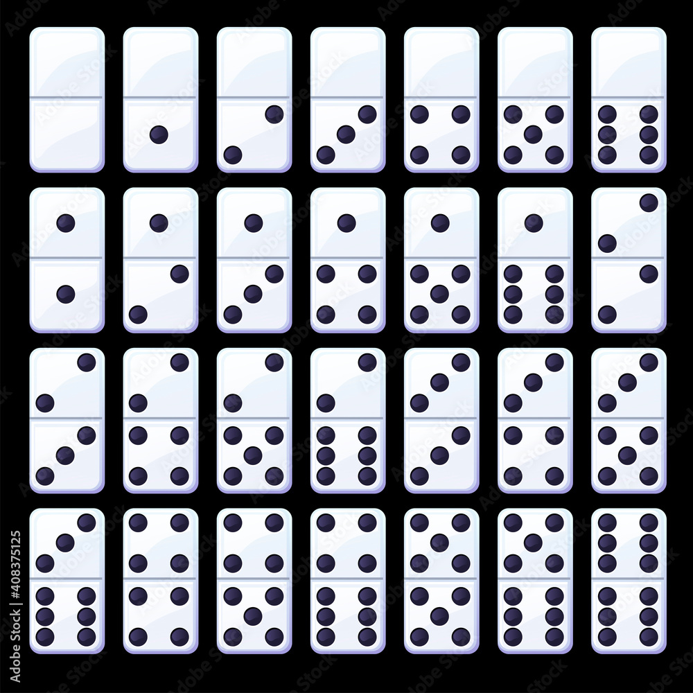 Vector set of isolated black and white classic dominoes. Vector set of isolated black and white classic dominoes.