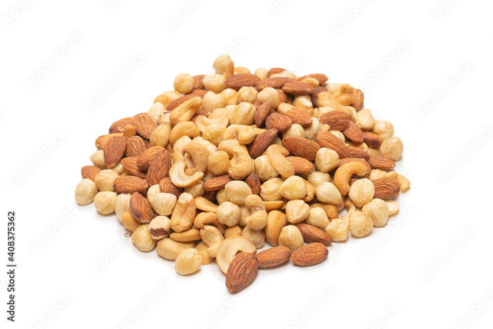 Mix of nuts isolated on white background. Top view. Mix of nuts isolated on white background. Top view.