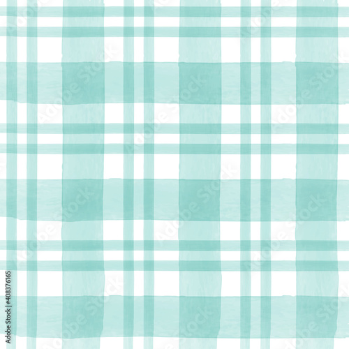 Green watercolor checkered pattern