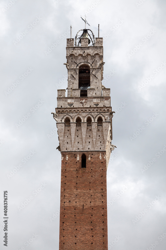 Siena, Torre del Mangia (Palazzo Pubblico) at the Piazza del Campo, Tuscany, Italy Siena, Torre del Mangia (Palazzo Pubblico) at the Piazza del Campo, Tuscany, Italy