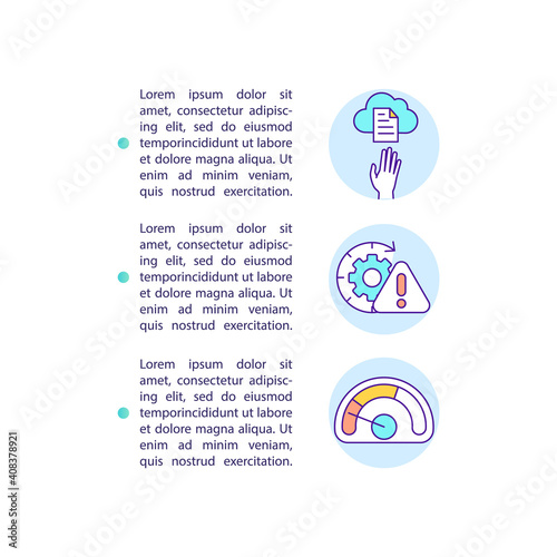 SaaS challenges concept icon with text. Educate customers about benefits. Migration is too much of issue. PPT page vector template. Brochure, magazine, booklet design element with linear illustrations