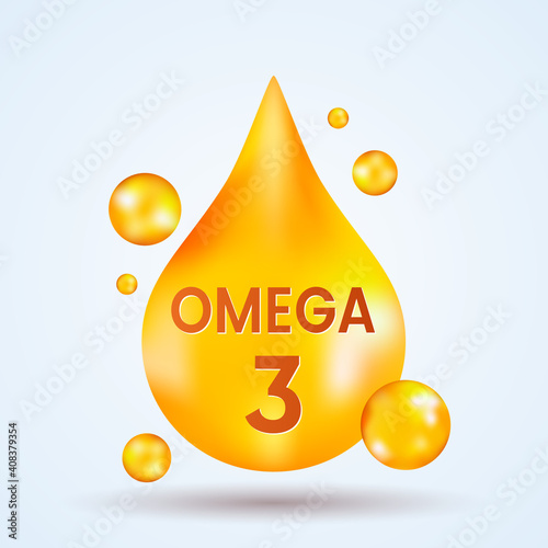 golden realistic drop of vitamins and minerals Omega 3