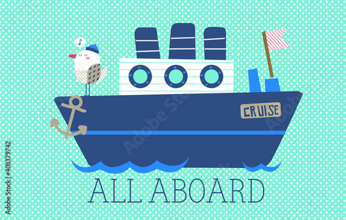 vector print design on the sailor theme for babies