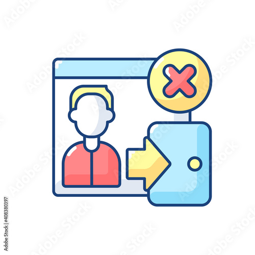 Bounce rate RGB color icon. Percentage of visitors who enter site and then leave rather than view pages of same site. Isolated vector illustration