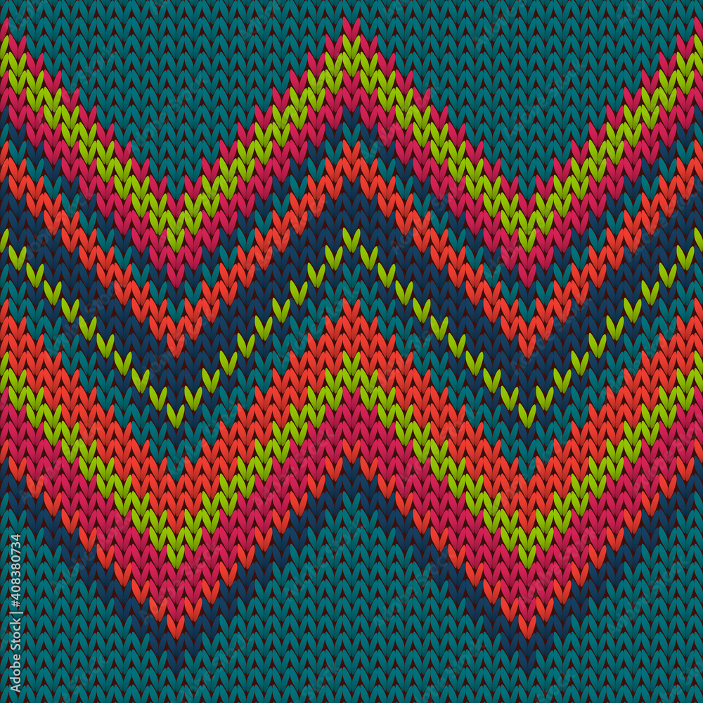 Obraz premium Yarn zig zal lines knitted texture geometric