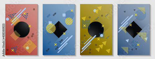 Memphis cover layouts kit. Front page templates