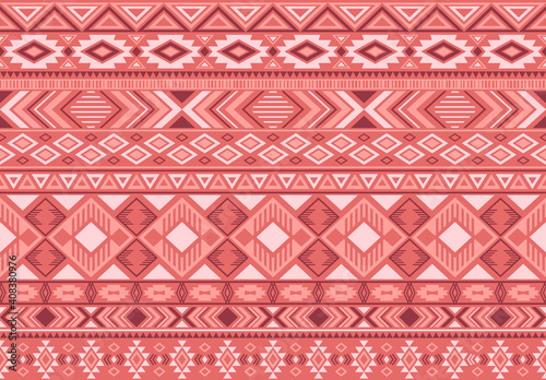 Ikat pattern tribal ethnic motifs geometric seamless vector background. Cool ikat tribal motifs clothing fabric textile print traditional design with triangle and rhombus shapes.