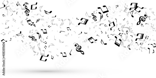 Music note symbols vector background. Sound